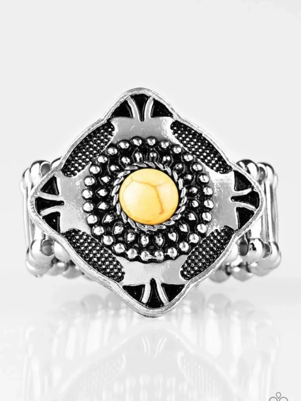 Paparazzi Jewelry Accessories - Four Corners Fashion - Yellow Ring - Vintage